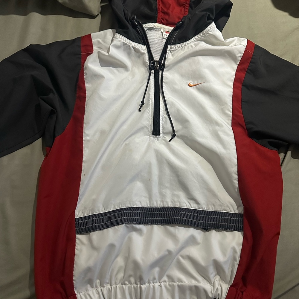 Nike Black, White & Red Colorblock Pullover Jacket